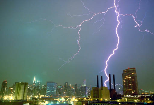 Greg Geffner, Midtown Tunnel Air Vent, Next To City Lights Building, Lightning. June 1, 1998. 1:15 AM. 