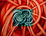 Greg Geffner Abstract Oil Ande Ballpoint POen Painting