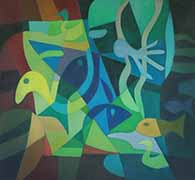 Greg Geffner - Backyard Swimming Pool. Oil On Canvas.
